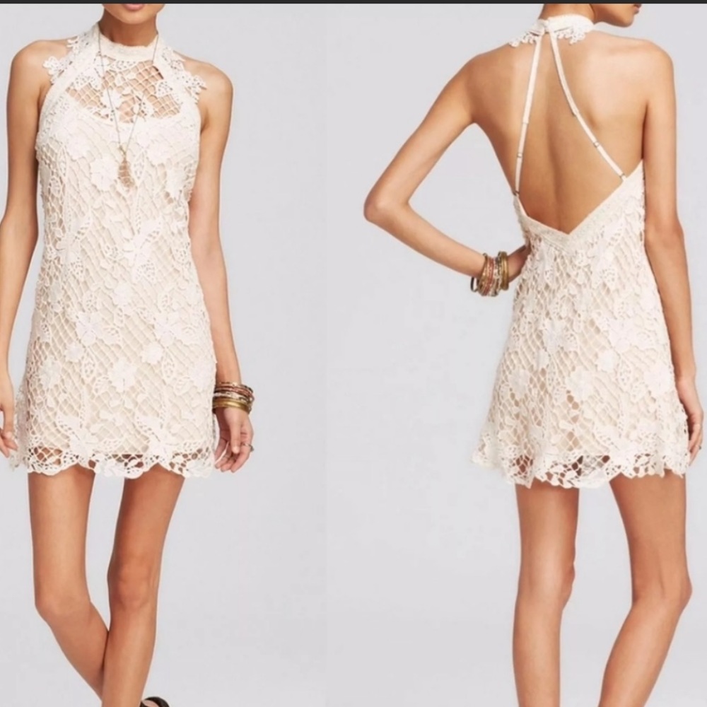Free people crochet crème beach dress